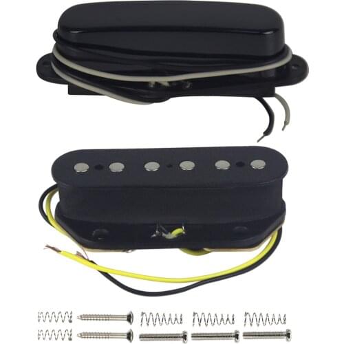 FLEOR Set of Neck & Bridge Ceramic Electric Guitar Pickups Black Fit Tele Style Guitar Parts