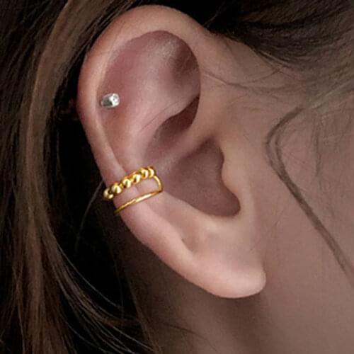 2021 New Fashionable Simple Metal Ball Gold Color Women Female Cartilage Ear Clip Round Ear Cuff Beautiful Girl Jewelry Gifts