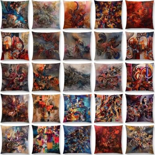 New Abstract Style Painting Sculpture Mysterious Pattern Fantastic Cushion Cover Sofa Throw Pillow Case double Cushions Covers