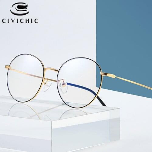Chic Computer Glasses Women Anti Blue Light Glasses Men Retro Round Optical Alloy Frame Oculos De Grau Blu Ray Game Gafas COG05