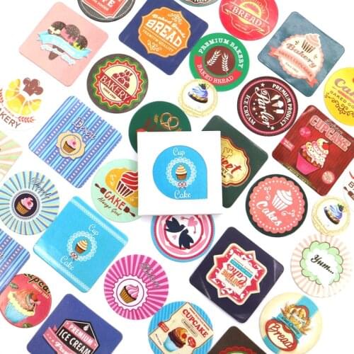 Creative Mini Cute Kawaii DIY Stickers Sweet Cake Bread Print Sticky Paper for Kid Gift Toy Diary Decoration 38 Pcs/box
