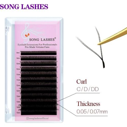 SONG LASHES YY Shape Eyelash Extensions 0.05 and 0.07 Thickness C D DD Curl High Quality Idividual Eyelashes