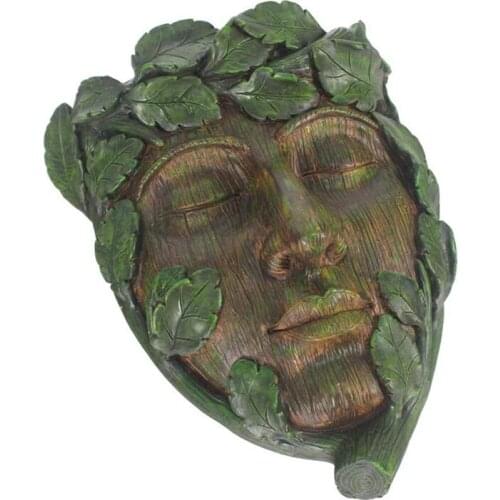 Practical Hand-Painted Resin Green Man Tree Face or Tree Hugger Sculpture Can Be Used As a Flower Pot for Outdoor Tree Decoratio