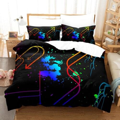Simple Bedding Set Black Colorful Bed Cover Set Housse De Couette Queen King Size Duvet Cover Creative Comforter Bedclothes