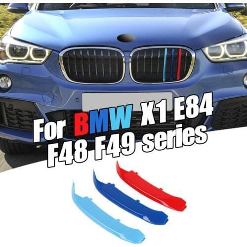 Dropship 3pcs Car 3D M Styling Front Grille Trim Bumper Cover Strip Strips Stickers Cover for BMW X1 Series F48 E84 2009-2020