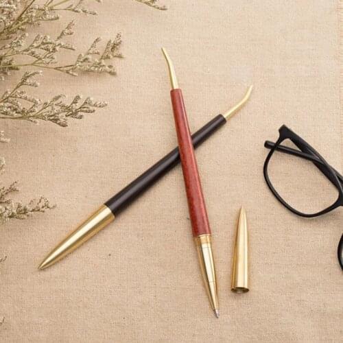 Handmade Solid Wood Gel Pen Natural Color Brass Pen Luxury Gift Set for Business Office & School Writing Tool