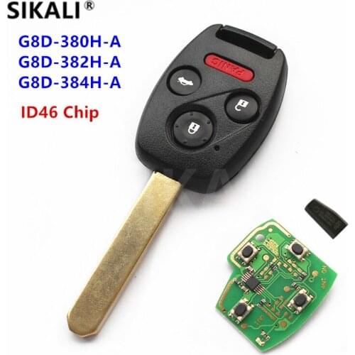 SIKALI Remote Key Work for Honda for Accord Element CR-V FIT HR-V City Odyssey Shuttle Civic 4 Buttons + ID46 Immobilizer