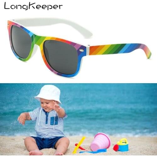 LongKeeper Kids Rainbow Sunglasses Boy Girl Baby Square Sun Glasses Parent-child Colorful Anti-UV Goggles Men Women Glass