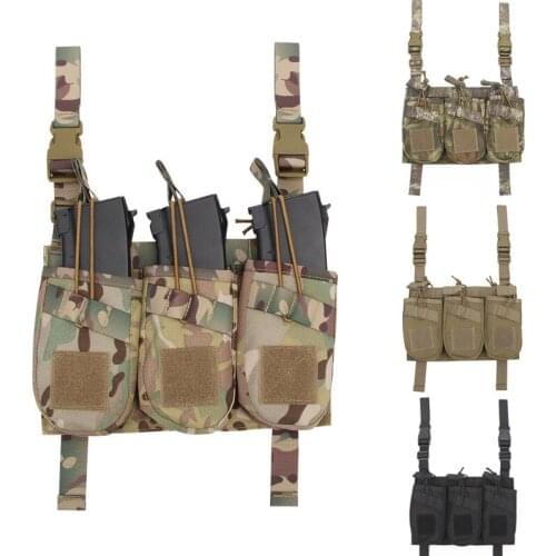 Hunting Triple Magazine Pouch For AK 47 74 Series M4 Mag Pouch Waist Bag Drop Utility Tool Paintball Outdoor Tactical Vest Bag