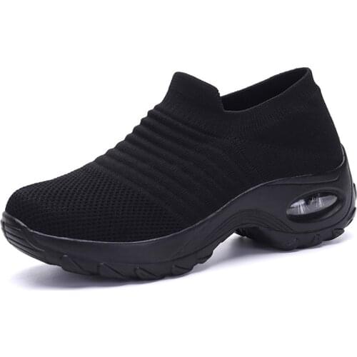 Fashion Spring Autumn Women Platform Shoes Woman Lady Flats Casual Thick Bottom Black Shoes Sock Slip On Dance Shoes 35-42