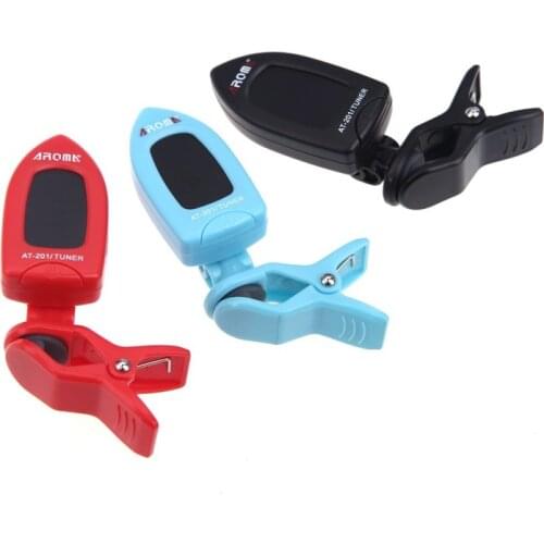 Guitar Tuner 360 Degree Rotatable Clip-on Electric Guitar Tuner Universal for Chromatic Violin Ukulele 3 Colors Aroma AT-201
