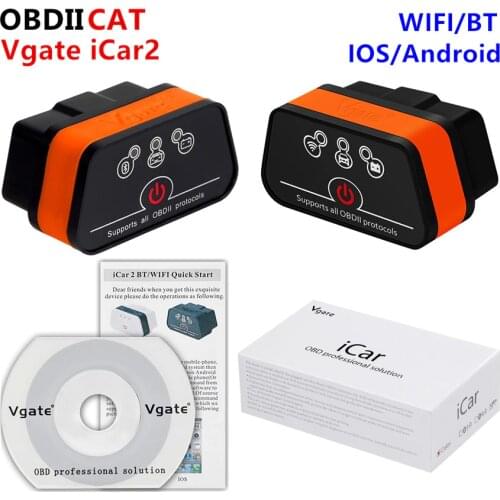 Vgate iCar 2 ELM327 Wifi/Bluetooth V2.1 OBD OBD2 Diagnostic Tool for IOS /Android Icar2 Bluetooth OBDII Auto Code Reader Scanner