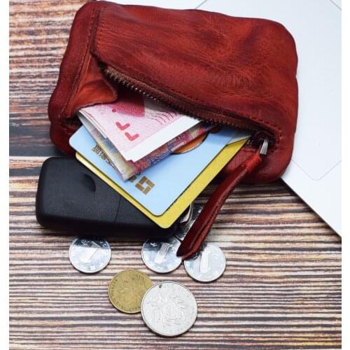 First layer genuine leather coin bag key case vintage unique purse