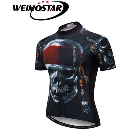 Weimostar cycling jersey 2018 back pocket Bike wear 3D Black Skull pro polyester Bicycle cycling clothing/summer men quick dry