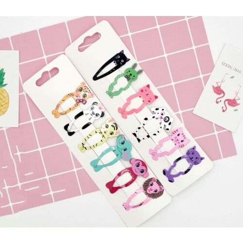 6Pcs/set Children Headwear Set Cartoon Animal Hairpins Cute Printing Hair Clips Girls Colorful Barrettes Kids Hair Accessories