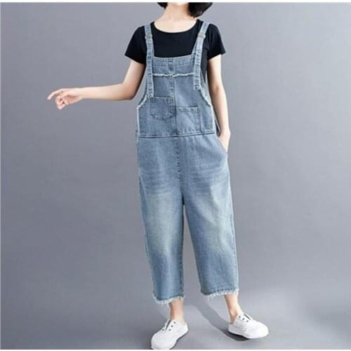 Jumpsuits Women Sexy Buckle Straps Loose Denim Jeans Jumpsuits Outfit