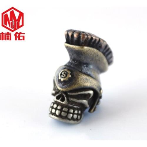1PCS Pirate Skull EDC paracord Brass Knife Bead Outdoor Survival Bracelet Pendant Flashlight Accessories
