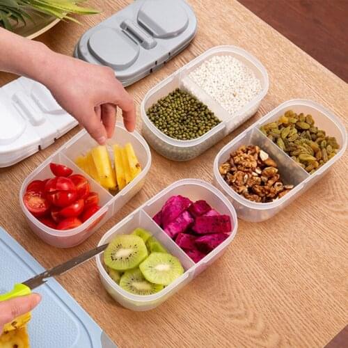 1pcs Food Container Plastic Bento Fresh-Keeping Box Fridge Multi Capacity Fresh Box Kitchen Storage Box Transparent Boxes Jars