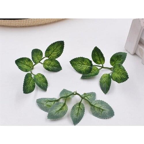 10PCS Artificial Leaves Wedding Home Decoration Rose Leaves DIY Cut And Paste Craft False Flowers Artificial Plants