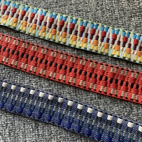 3YARD 3.6-3.8CM Geometric Ethnic Embroidered Lace Trim Jacquard Ribbon For Garment Accessories DIY Craft Making Flower Sewing