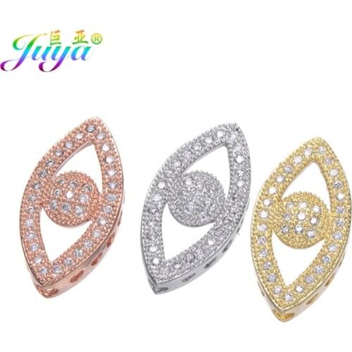 5pcs/lot Wholesale Jewelry Charms Supplies Gold/Silver Color Cz Evil Eye Connector Charms Accessories For Beading Jewelry Making