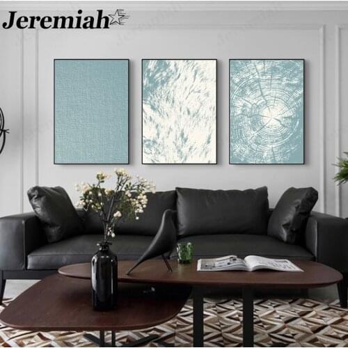 Abstract Light Blue Ask Canvas Painting Simple Cyan Poster Wall Art Modern Room Home Decoration Accessories