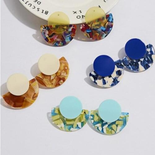 Acrylic Girl Earrings 2020 Korean Fashion New Earrings Personality Geometric Fan-shaped Round Acetate Plate Earrings Brinco