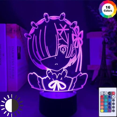 Anime Rem Re Zero Figure Night Light Led Touch Sensor Color Changing Baby Nightlight for Bedroom Decor Desk 3D Lamp Manga Gift