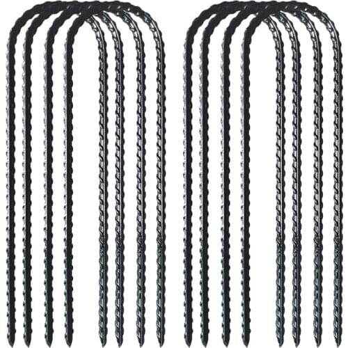 Trampolines Wind Stakes Black Powder Coated Rebar Steel-Heavy Duty U Shape Ground Anchors for Camping Tent-Garden Staple