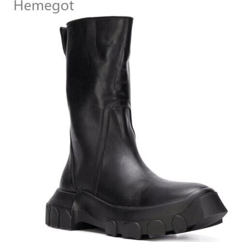 Motorcycle Boots Leather Shoes Men Ankle Botas Hombre Work Bota Masculina Fashion Zapatos De Hombre High Top Chaussure Homme