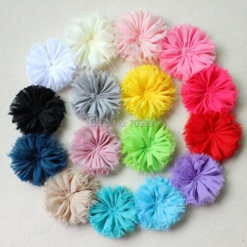 Solid Chiffon Flower Chic Chiffon Flower Fabric Flower For Girls Kids Newborn Garment Accessories 16 colors 100pcs/lot