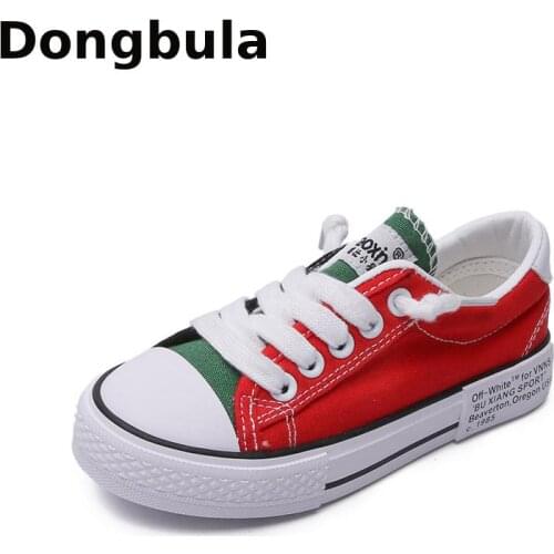 New Children Canvas Shoes Girls Boys Kids Sneakers Casual Lace Up Classic Flats Baby Running Shoes Red Yellow Child Sport Shoes