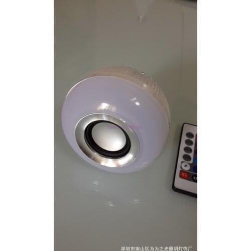 By dhl 20pcs Smart RGBW Wireless Bluetooth Speaker Bulb Music Playing 12W E27 LED Bulb Light Lamp with 24 Keys Remote Control