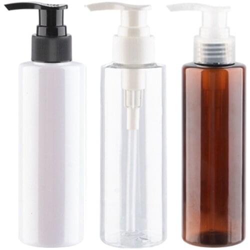 200ml Shampoo Lotion Pump Bottles White Cosmetic PET Packaging Bottle With Liquid Dispenser Amber Bottle Soap Pump Shower Gel
