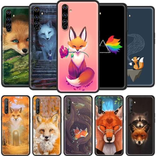 Phone Case for Realme 5 6 C3 7 5 Pro X50 XT C11 C15 V5 Cover for Oppo A52 A9 A53 A8 A92s Black Shell arctic Fox