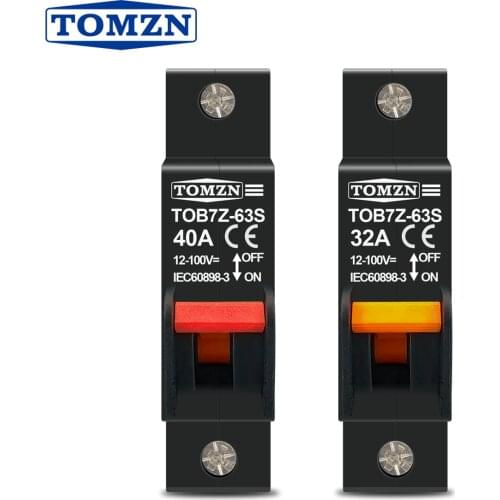 Hydrautic magnetic type DC MCB circuit breaker 12V to 100V 32A 40A TOMZN TOB7Z-63S