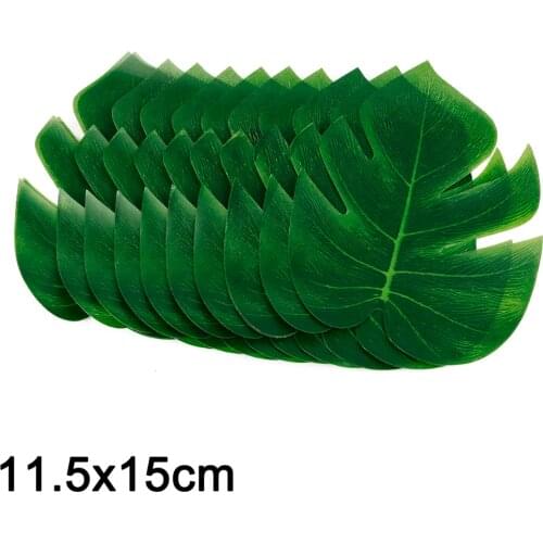 12pcs Artificial Plants Green Turtle Leaf Monstera Ceriman Garden Home Wedding Party Decor Grass Tropical Palm Tree Leaves