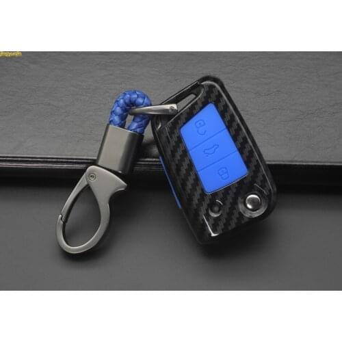 Jingyuqin Remote Car Key Carbon Fiber Silicone Case For VW Volkswagen Golf 7 mk7 Skoda Octavia A7 New Polo