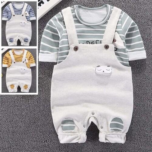 0-24 Mouth Baby Toddler Boys Jumpsuit Long Sleeve Romper Kids Overalls Autumn Clothes Baby Cotton Linen Girls Jumsuits Outfit