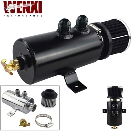 Oil Catch Can Tank with Breather Filter Aluminium 10 AN Round 0.75L Brushed Baffled Universal Separator bracket WX-TK89