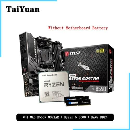 AMD Ryzen 5 3600 R5 3600 CPU +MSI MAG B550M MORTAR Motherboard + Pumeitou 2*8GB DDR4 2666Mhz memory combo kit set