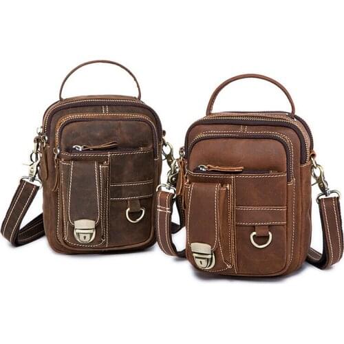 Crazy horse leather multi-function restoring ancient ways real leather shoulder inclined shoulder bag