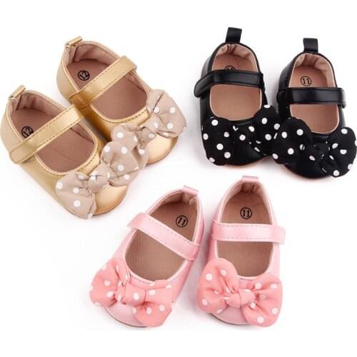 Fashion Spring Autumn Baby Shoes Soft Bottom Anti Slip Infants PU First Walkers Lovely Bowknot Toddler Girls Princess Shoes