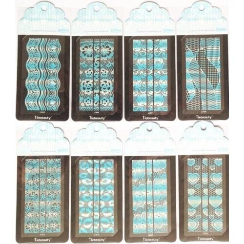 10sheets New Changing Blue 3D Nail Stickers Flower Design DIY Decals Lace Nail Art Tips Decoration Tool