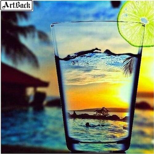 Sale 5D Diamond Painting Cup Landscape Full Square Diamond Mosaic Sticker 3d Diamond Embroidery Crafts Kit