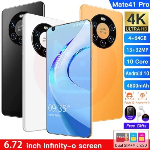 2020 Newest Celuaressmartphone, Mate41Pro 6.72inch FHD+ O-Screen 13MP+32MP Camera Face&Screen Fingerprint Unlock.4800mAh Battery