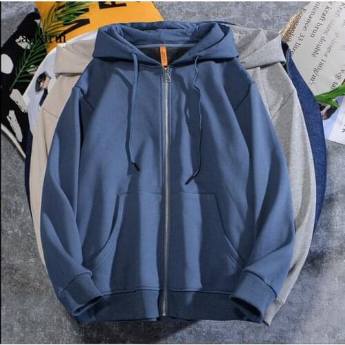 Full Zip Hoodies Men Solid Cotton Hooded Sweatshirts Sportwear Mens Winter Hoodies Slim Fit Sweatshirt Outwear