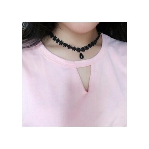 2021 New Daisy Black Lace Leather Velet Strip Choker Necklace Multilayers Collar Women Statement Wedding Jewelry Wholesale