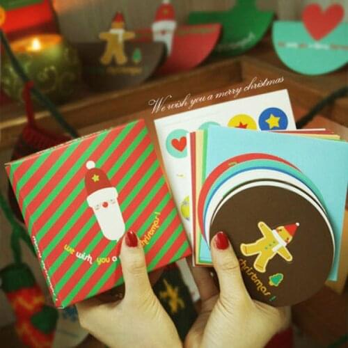 10sets 3D folding Christmas greeting cards deer snowman tree design card with envelopes and stickers set