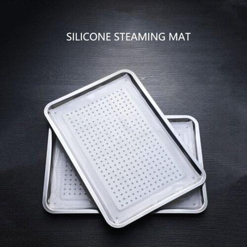 Square Steamer Mat Silicone Steaming Mat Steamed Buns Non-stick Bamboo Cloth Food Mat Steaming Big Bun Mat 33*53cm
